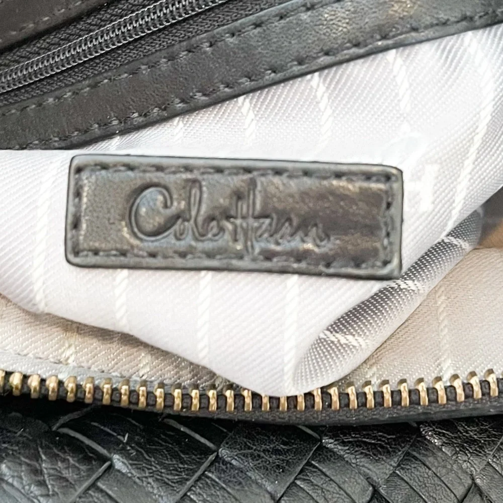 Cole Haan Avery Heritage Weave Black Leather Large Hobo with Hoof Pick Detail
